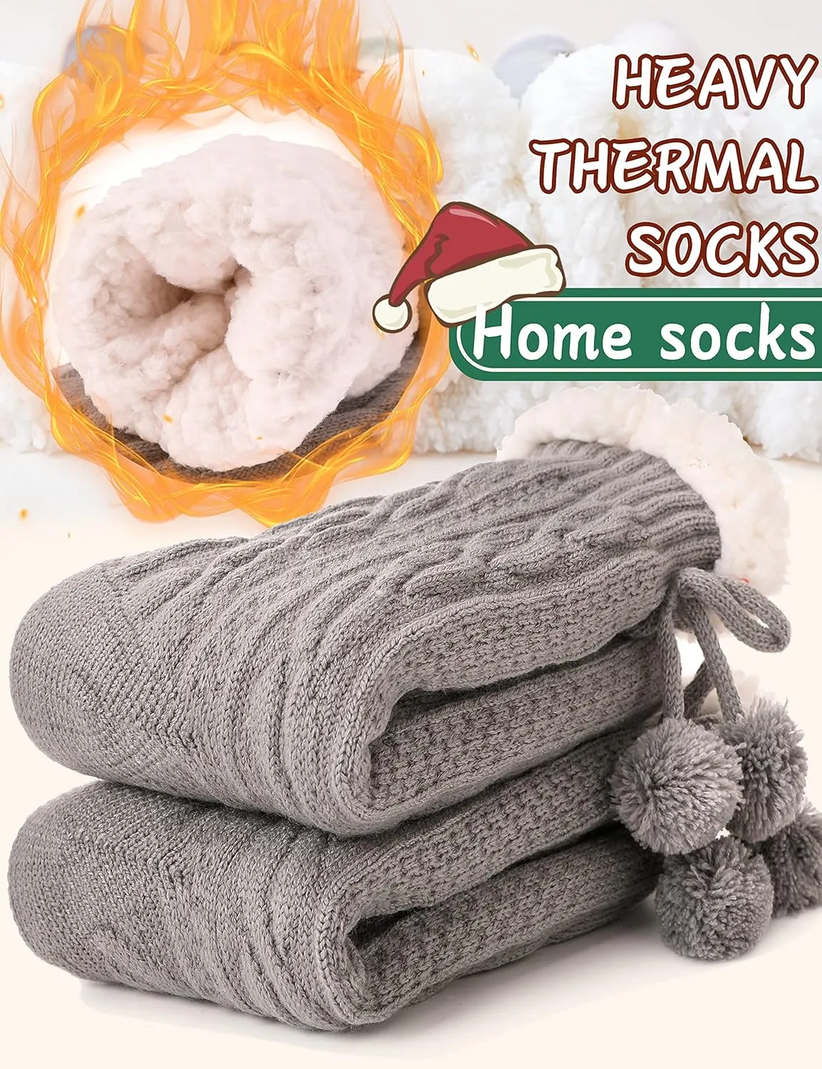 EBMORE Slipper Fuzzy Socks for Women Fluffy Cozy Cabin Winter Warm Soft Fleece Comfy Thick Socks with Grips