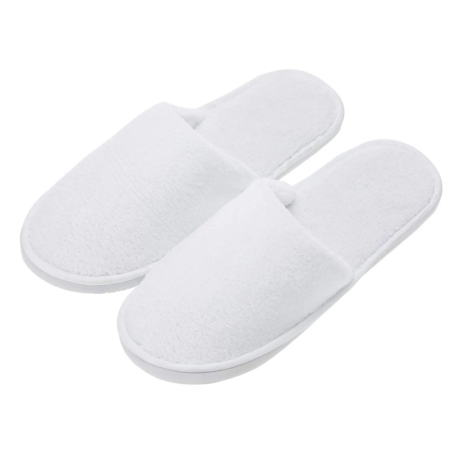 echoapple 5 Pairs of Deluxe Closed Toe White Slippers for Spa, Party Guest, Hotel and Travel (Medium, White-5 Pairs)