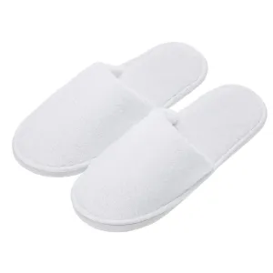 echoapple 5 Pairs of Deluxe Closed Toe White Slippers for Spa, Party Guest, Hotel and Travel (Medium, White-5 Pairs)