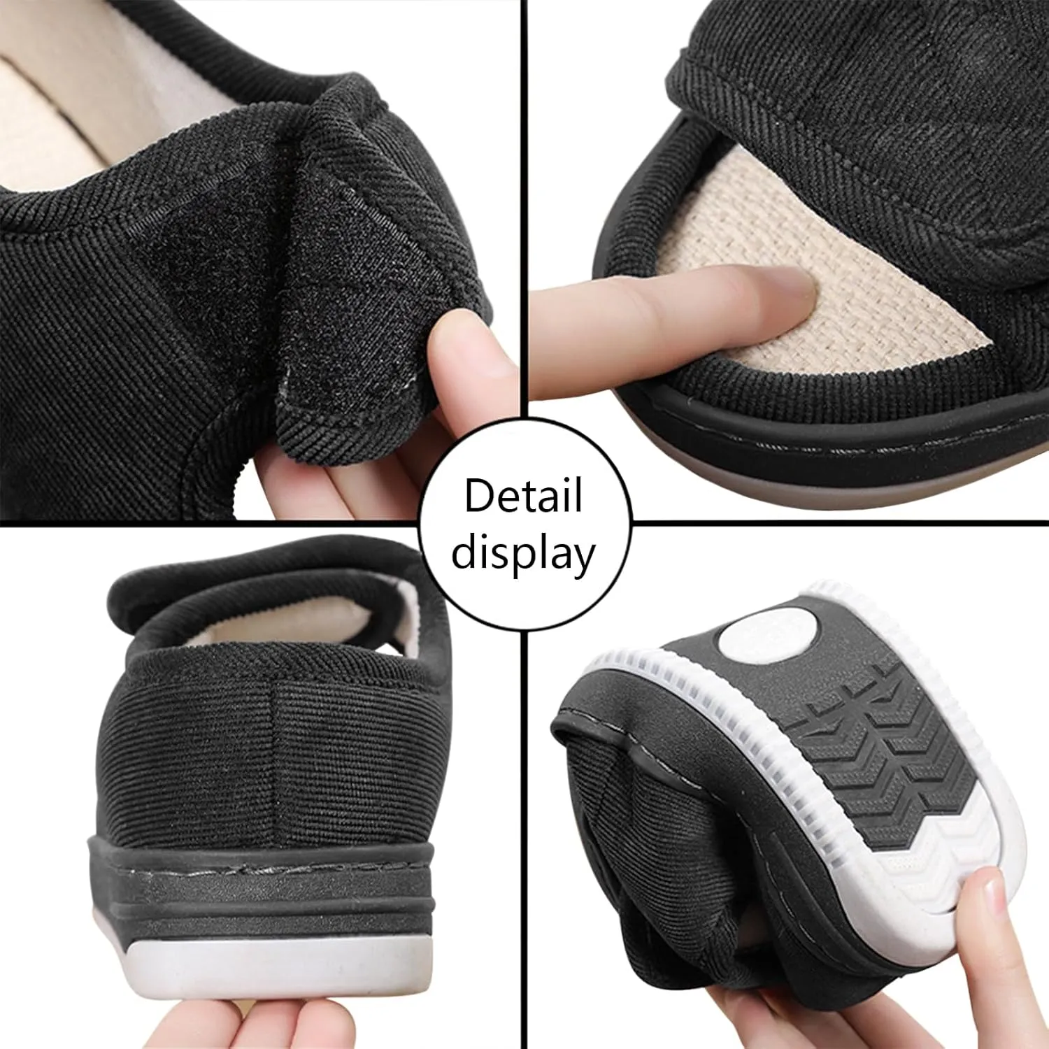 Elderly Diabetic Sandals for Men Women Wide Fit Slippers Non Slip Open Toe Diabetic Edema Swollen Feet Slippers Post-op Surgical Shoes Indoor Breathable Arthritis Footwear
