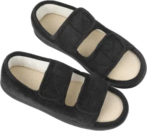 Elderly Diabetic Sandals for Men Women Wide Fit Slippers Non Slip Open Toe Diabetic Edema Swollen Feet Slippers Post-op Surgical Shoes Indoor Breathable Arthritis Footwear