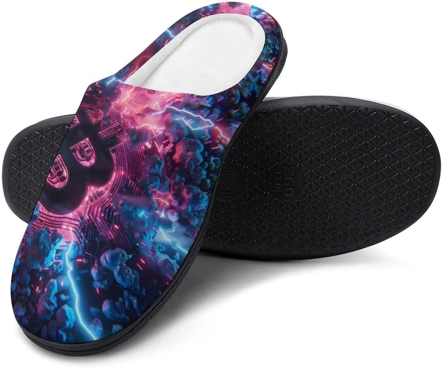 Electric Bitcoin Men's Cotton Slippers Soft House Shoes Anti-Skid Bedroom Slipper for Home Outdoor