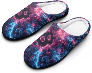 Electric Bitcoin Men's Cotton Slippers Soft House Shoes Anti-Skid Bedroom Slipper for Home Outdoor