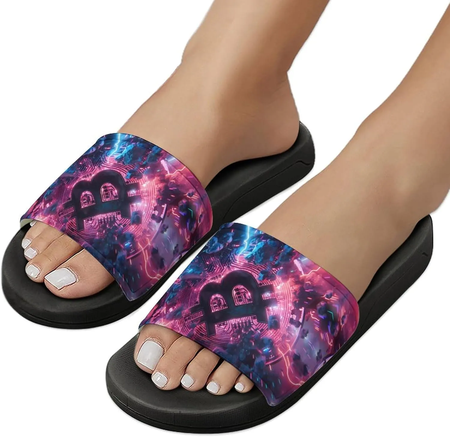 Electric Bitcoin PVC Home Slippers Non-Slip Shower Shoes Casual Bathroom Slippers for Women Men
