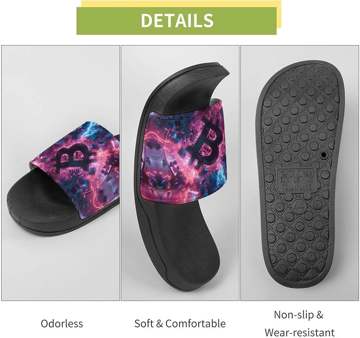 Electric Bitcoin PVC Home Slippers Non-Slip Shower Shoes Casual Bathroom Slippers for Women Men
