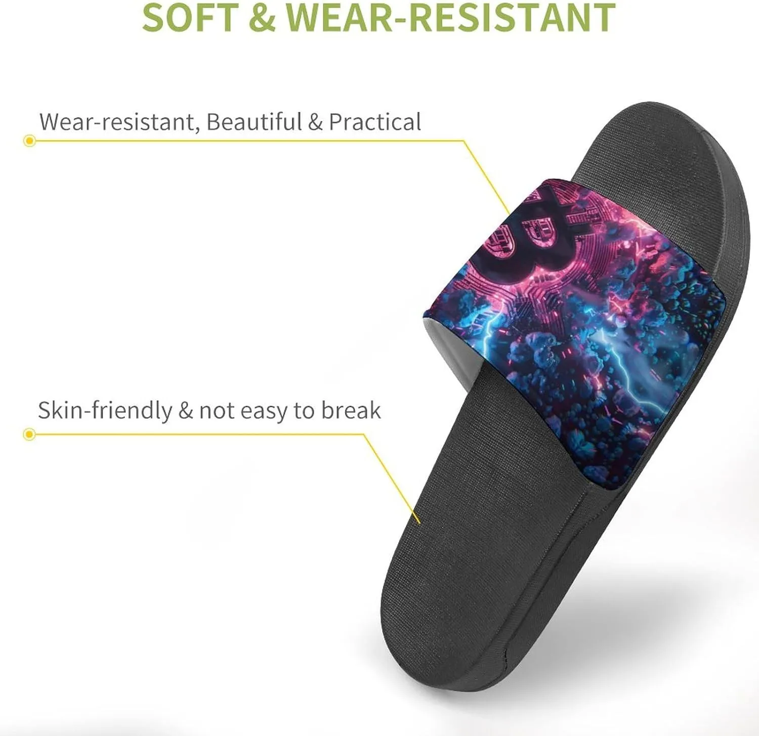 Electric Bitcoin PVC Home Slippers Non-Slip Shower Shoes Casual Bathroom Slippers for Women Men