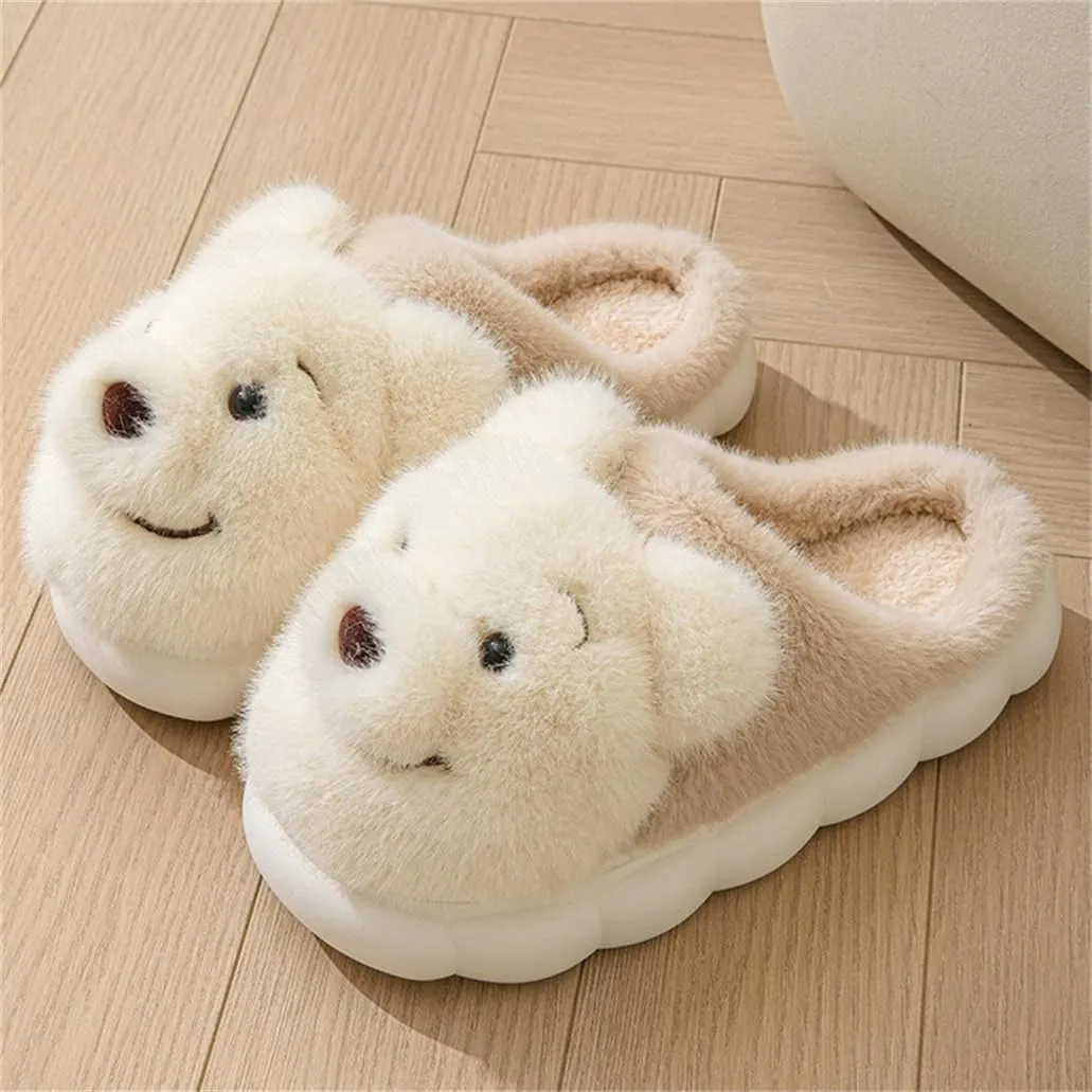 ELONEL Women's Cute Animal Bear Slippers Soft and Comfortable Men's Plush Home Slippers Warm Winter Indoor Slippers
