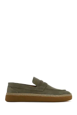 Erkek Yeşil Süet Deri Loafer