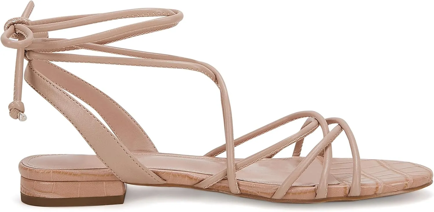 Ermonn Women's Lace-up Flat Sandals Strappy Open Toe Slingback CrissCross Casual Summer Slides