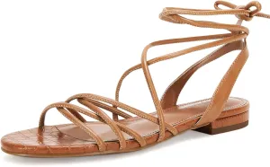 Ermonn Women's Lace-up Flat Sandals Strappy Open Toe Slingback CrissCross Casual Summer Slides
