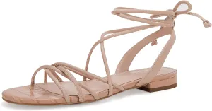 Ermonn Women's Lace-up Flat Sandals Strappy Open Toe Slingback CrissCross Casual Summer Slides