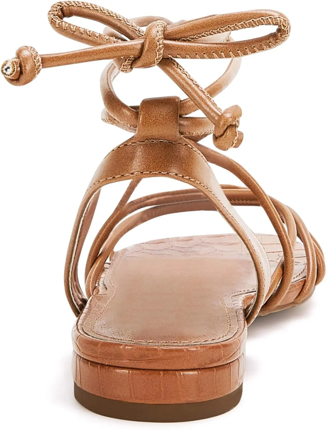 Ermonn Women's Lace-up Flat Sandals Strappy Open Toe Slingback CrissCross Casual Summer Slides