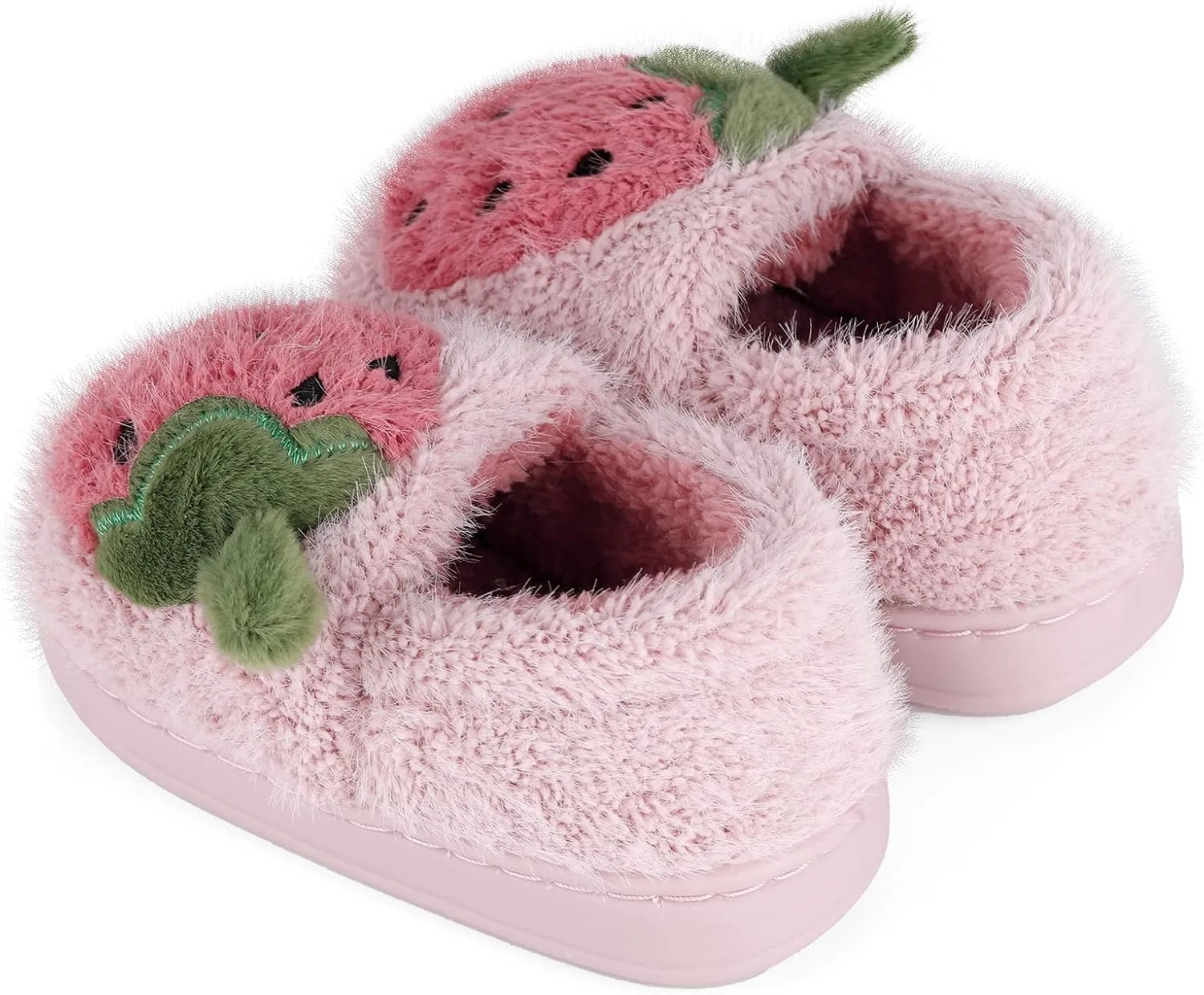 ESTAMICO Girls Cute Cartoon Slippers with Memory Foam Kids Plush Warm Winter House Shoes