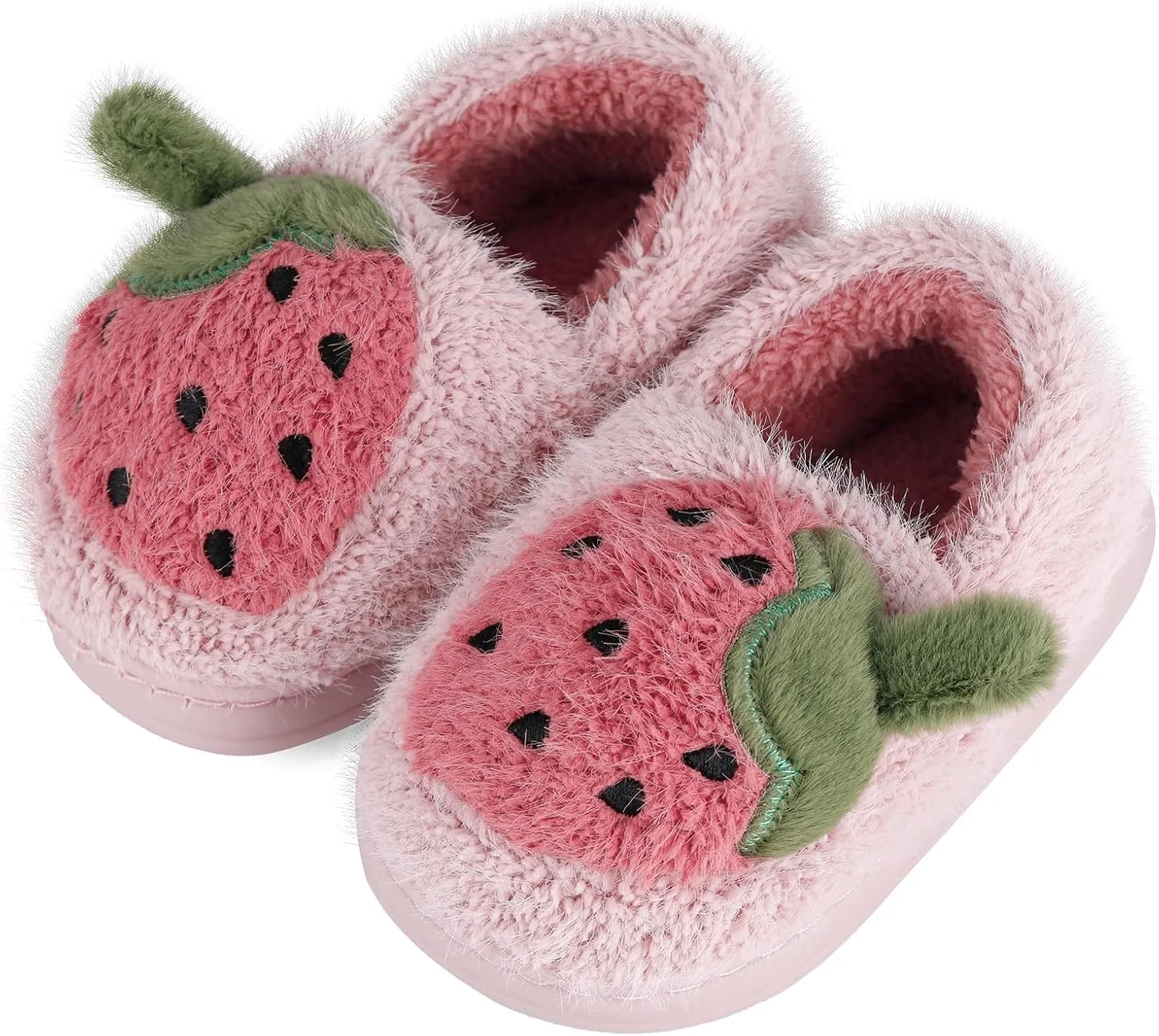 ESTAMICO Girls Cute Cartoon Slippers with Memory Foam Kids Plush Warm Winter House Shoes