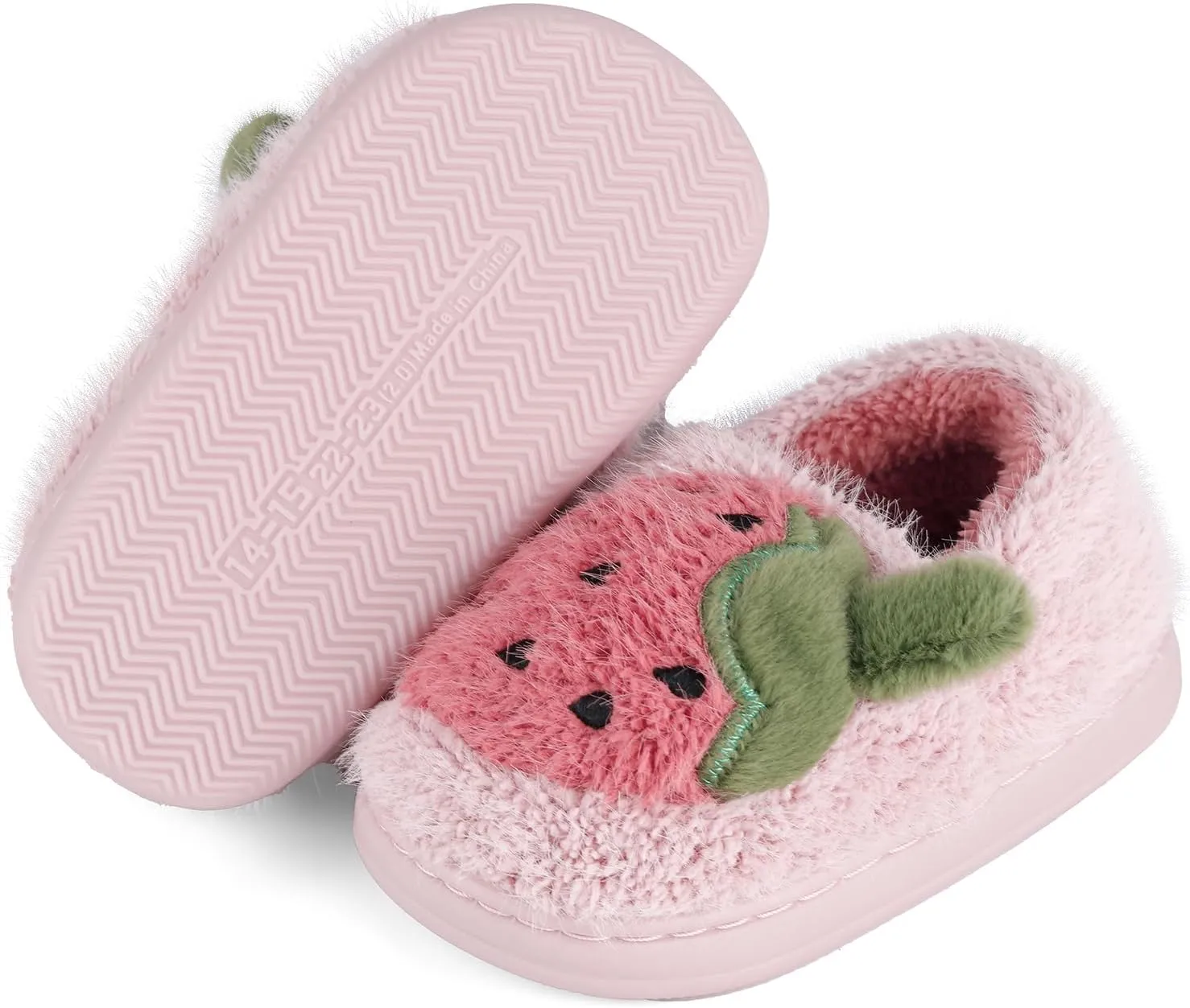 ESTAMICO Girls Cute Cartoon Slippers with Memory Foam Kids Plush Warm Winter House Shoes