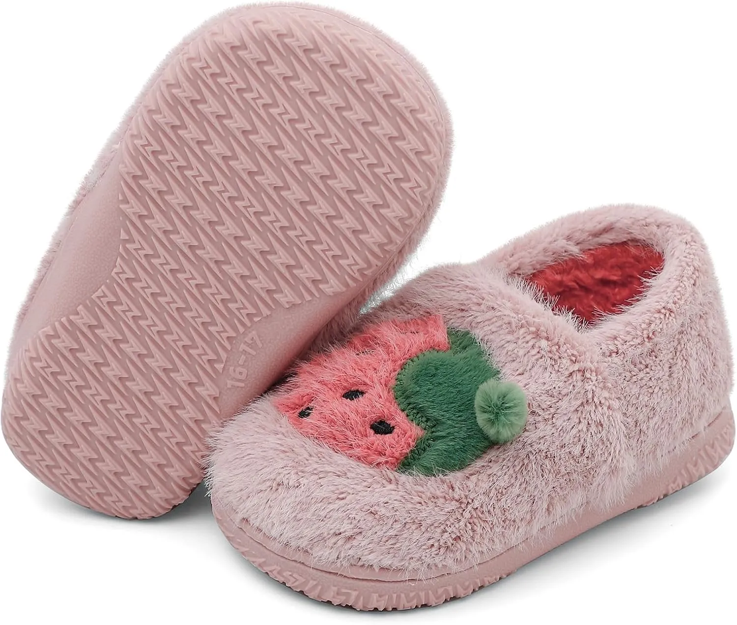 ESTAMICO Girls Cute Cartoon Slippers with Memory Foam Kids Plush Warm Winter House Shoes