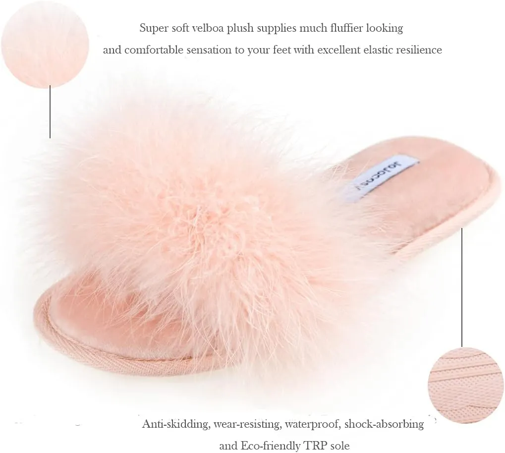 Extreme Plush Lady’s Sexy Slip-on Comfortable Slippers Women’s Fluffy Indoor Open-toe Scuff
