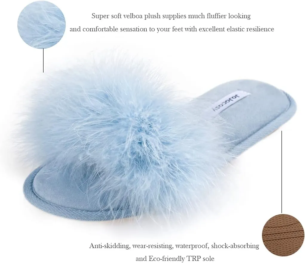 Extreme Plush Lady’s Sexy Slip-on Comfortable Slippers Women’s Fluffy Indoor Open-toe Scuff