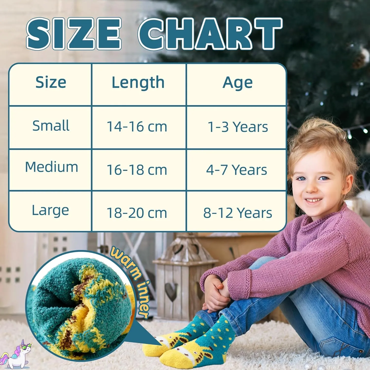 Eyean Kids Fuzzy Socks Non Slip Soft Fluffy Slipper Grips Socks Warm Plush Cozy Cabin Boy Girls Crew Socks 6 Pairs