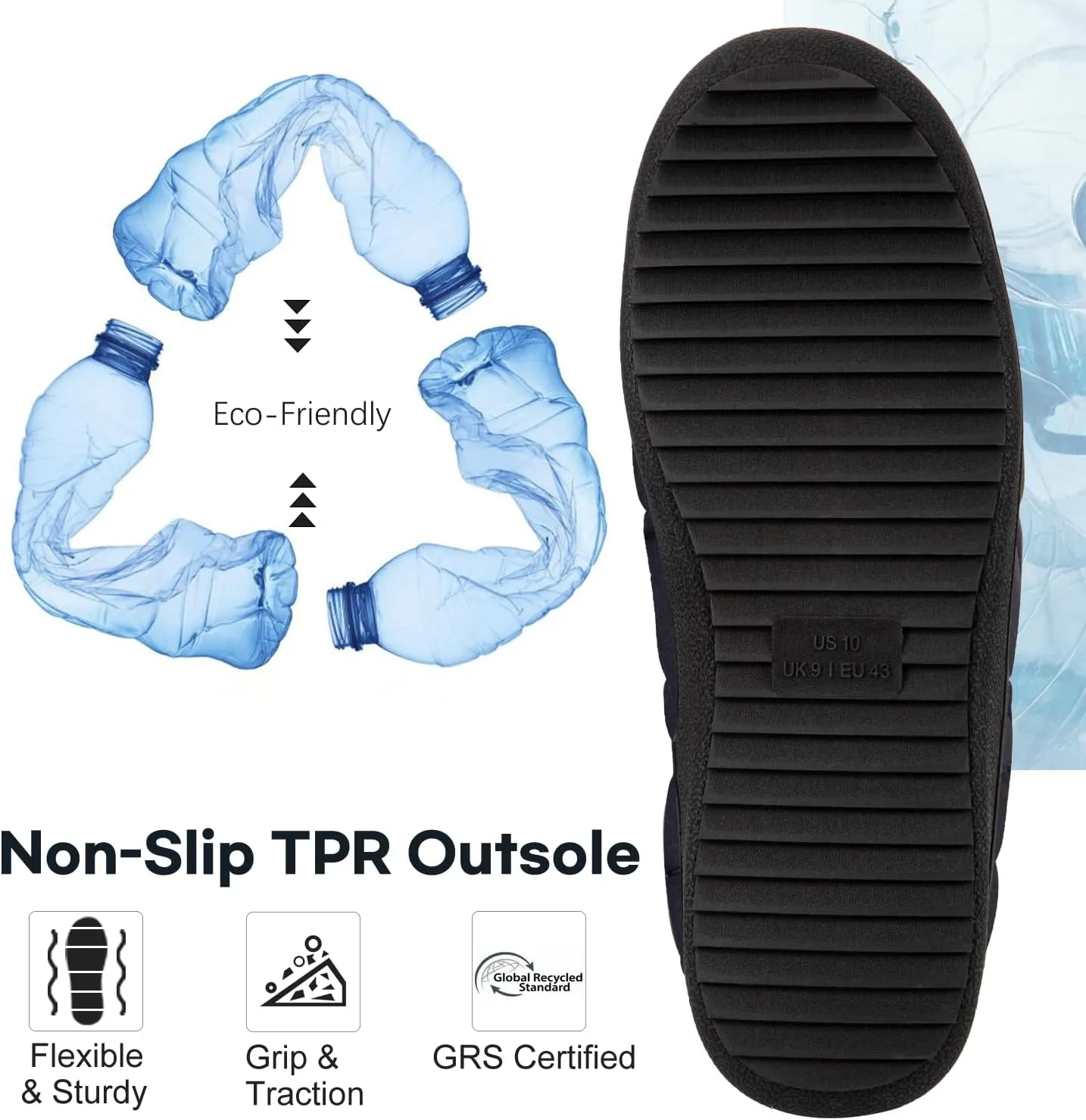 FamilyFairy Mens Warm Slippers Quilted Nylon Memory Foam House Shoes Indoor Outdoor with Non-Slip Sole