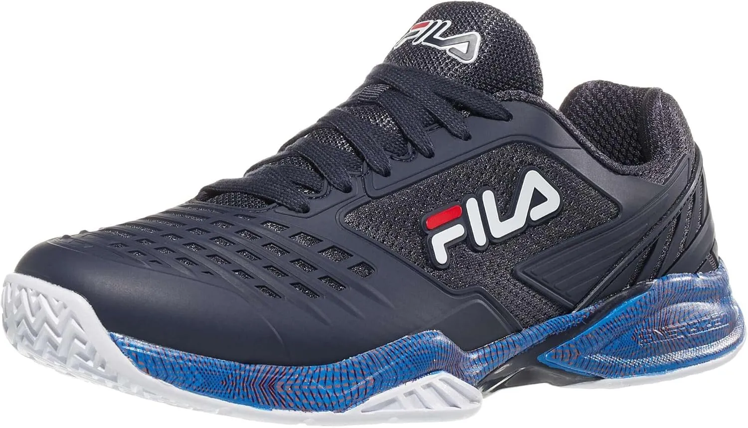 Fila Axilus 2 Energized Mens Tennis Shoe (Navy/White/Nectarine, US Footwear Size System, Adult, Men, Numeric, Medium, 9)