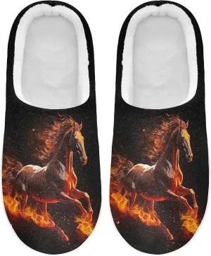 Fire Water Flame Dragon Animal Slippers for Women Men Indoor Slippers Memory Foam Fuzzy Slippers House Shoes for Indoor Outdoor Size 6/7