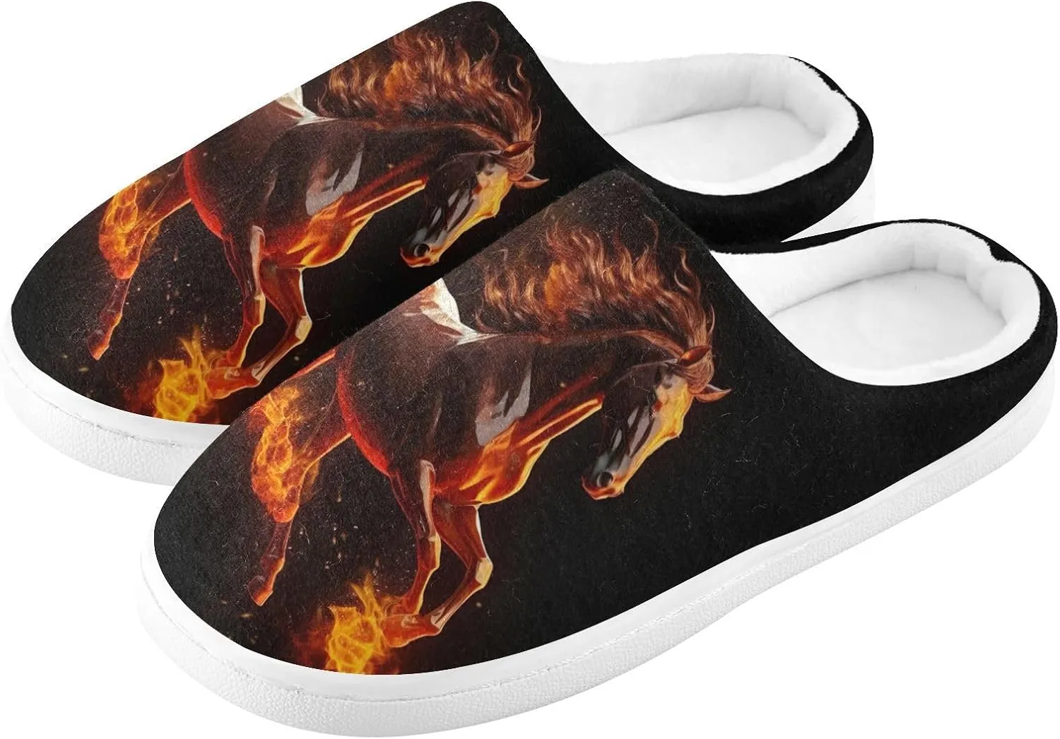 Fire Water Flame Dragon Animal Slippers for Women Men Indoor Slippers Memory Foam Fuzzy Slippers House Shoes for Indoor Outdoor Size 6/7