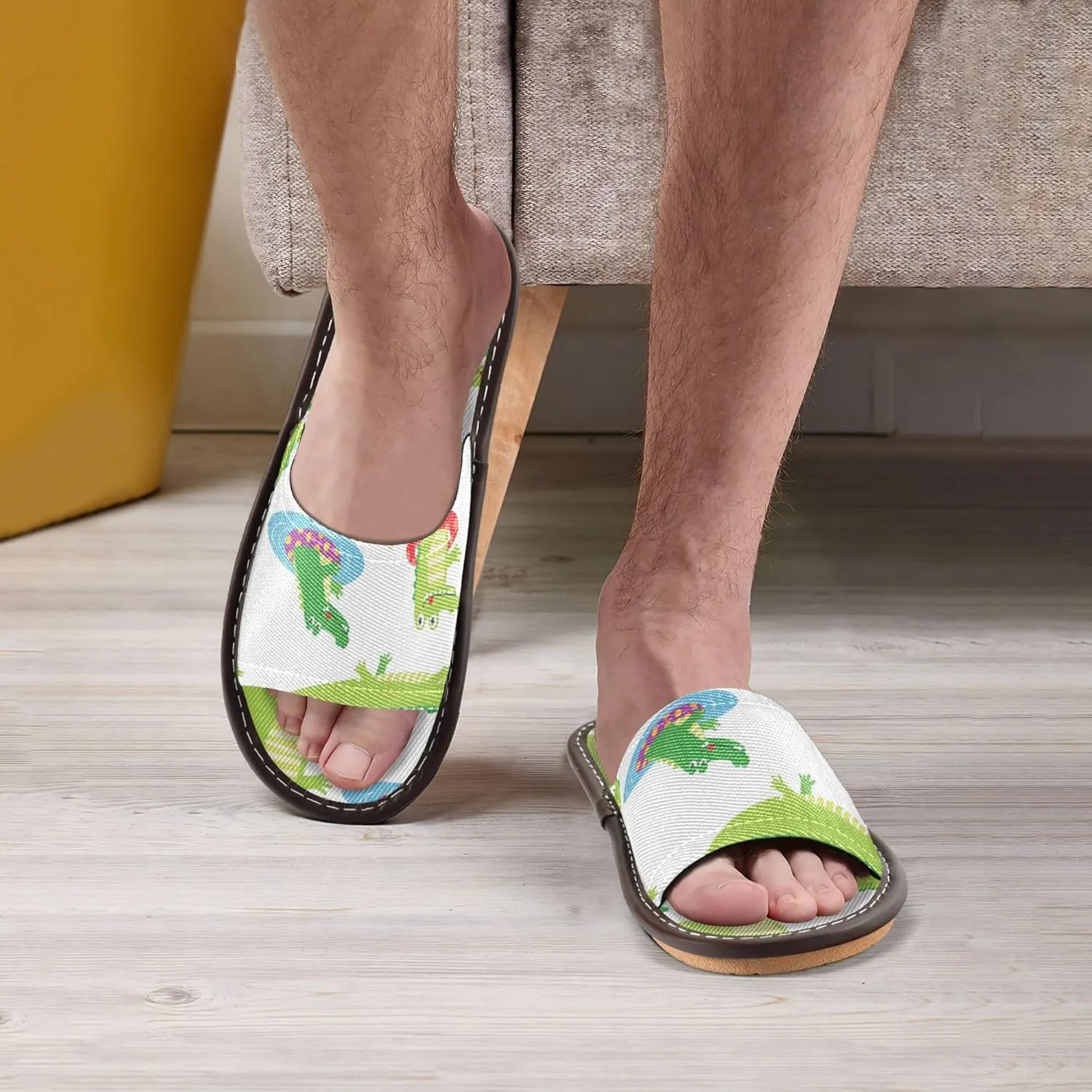 Fisyme Slippers for Women Men Slip-On Open Toe Indoor Outdoor House Shoes Home Slipper