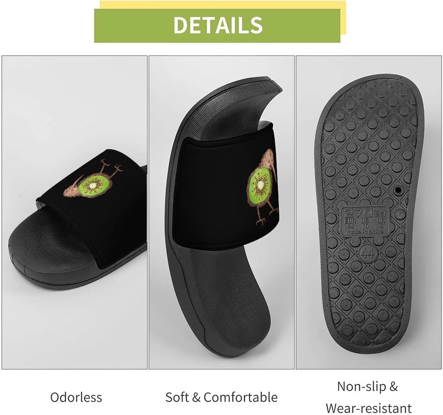 Fitted Scoop Kiwi Bird Shower Shoes PVC Home Slippers Non-Slip Quick Drying Bathroom Slipper for Indoor And Outdoor