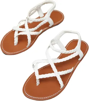 Floerns Women's Strappy Braided Sandals Open Toe Bohemian Beach Flat Sandals