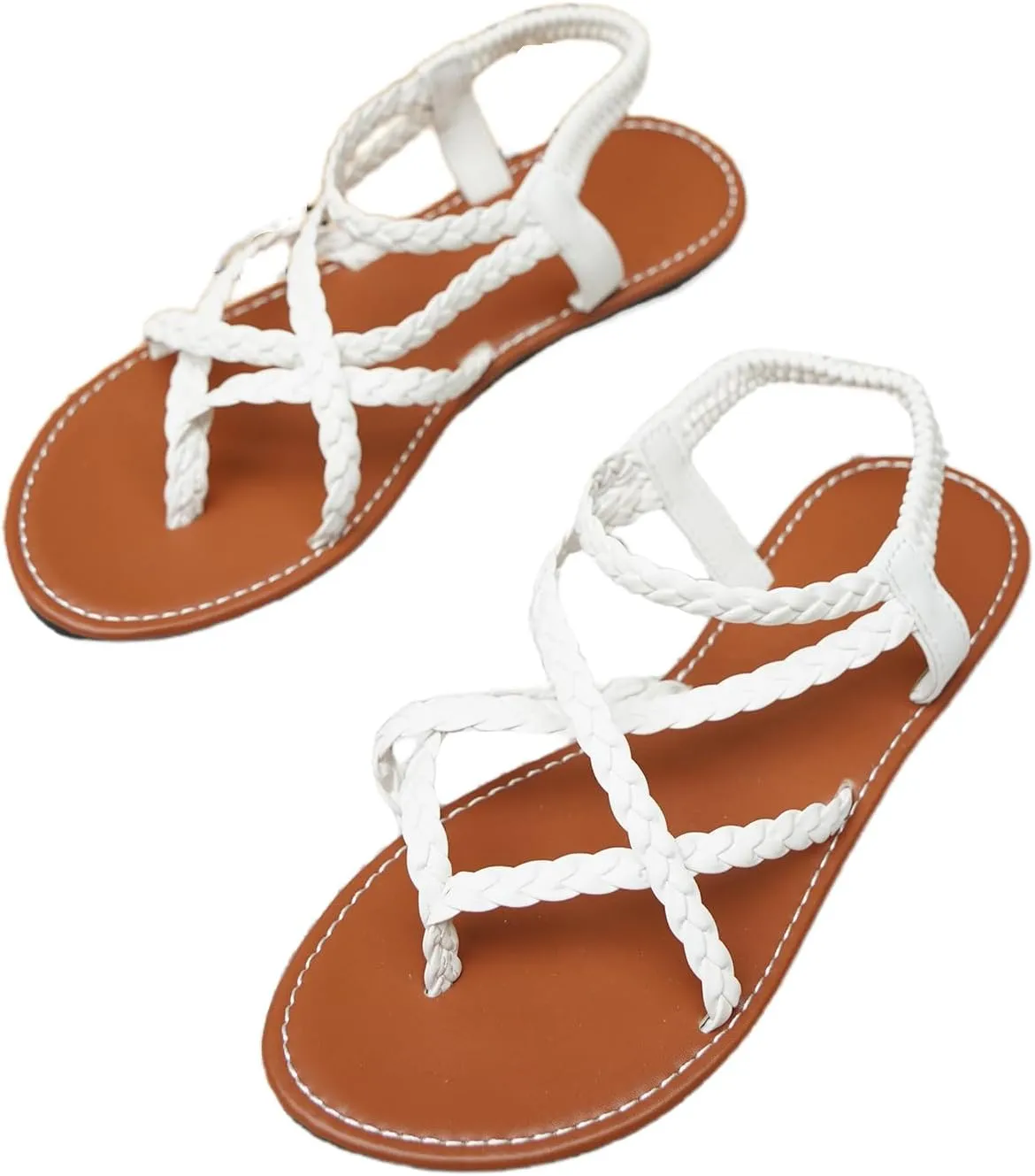 Floerns Women's Strappy Braided Sandals Open Toe Bohemian Beach Flat Sandals
