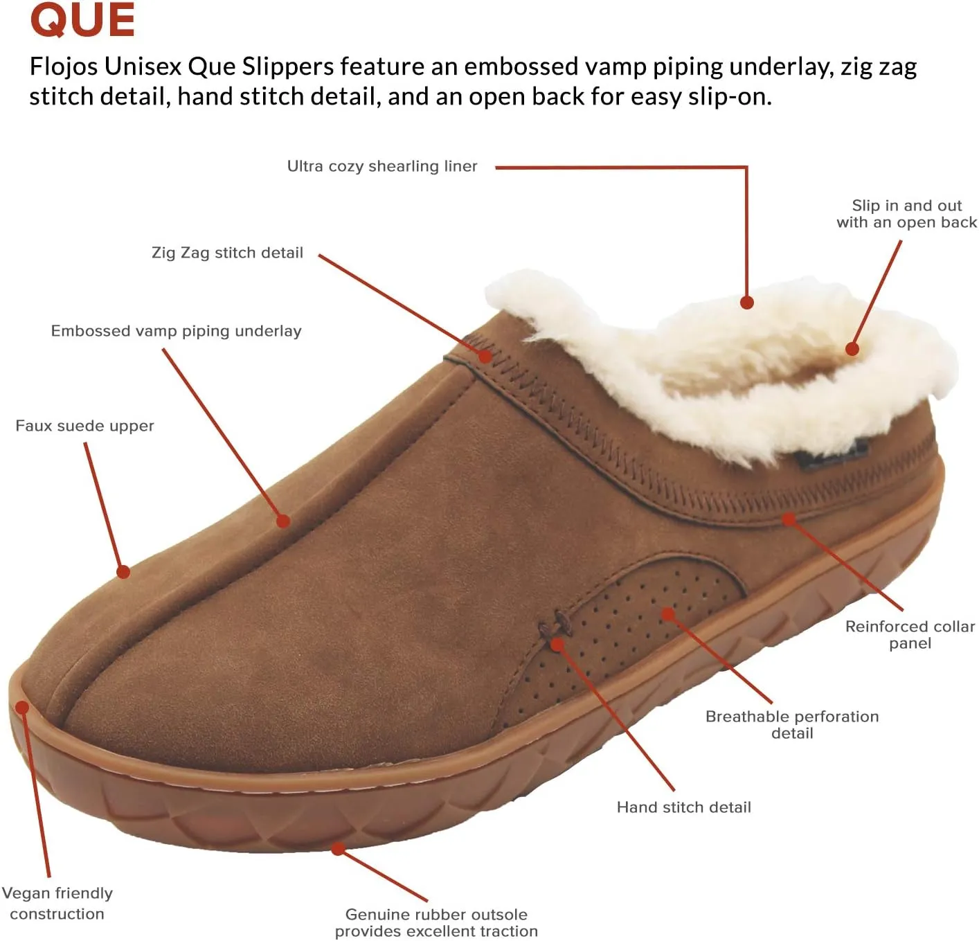 FLOJOS Men's Que Sherpa Lined Slipper