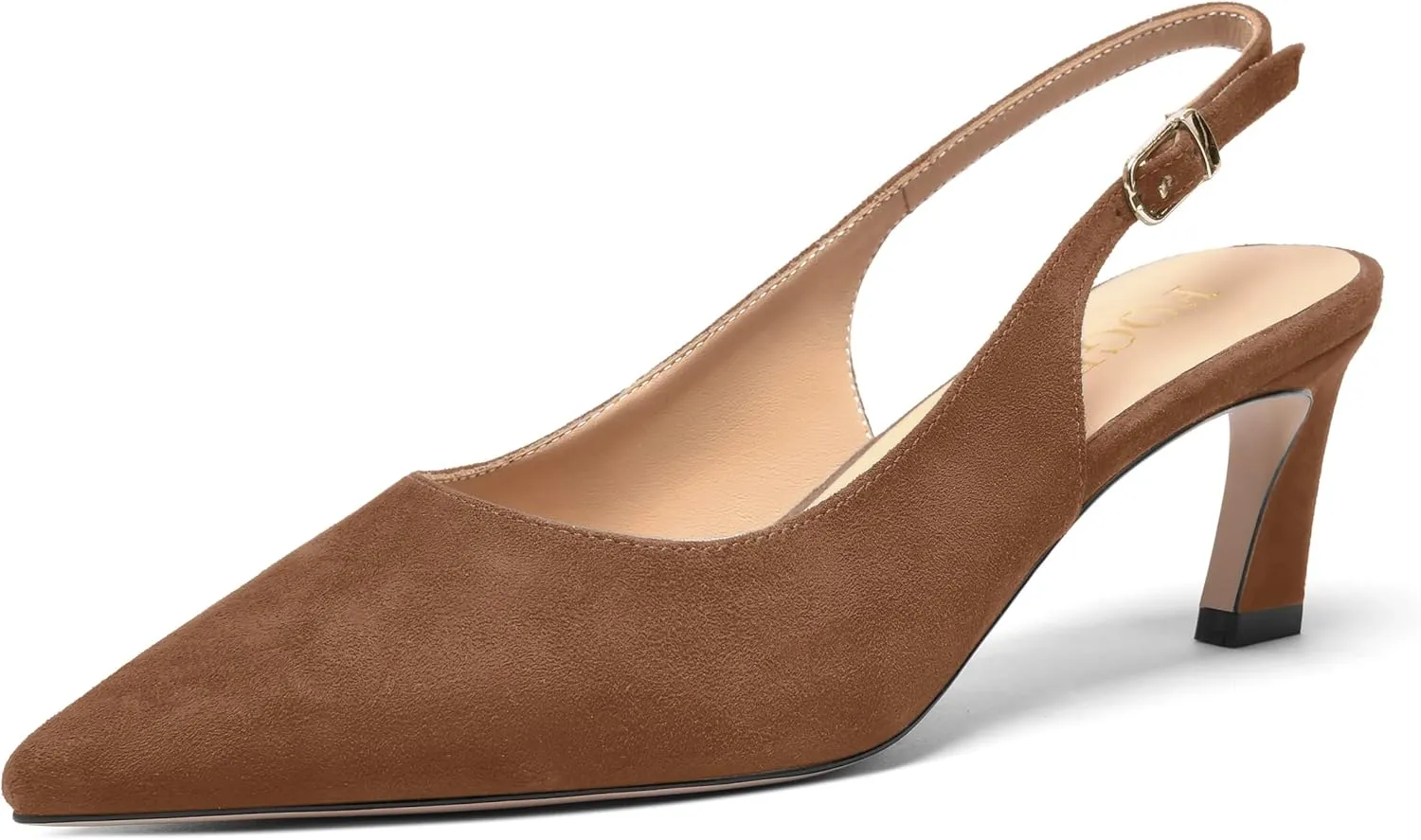 FOGEENA Womens Ankle Strap Night Club Pointed Toe Buckle Cute Suede Kitten Leather Low Heel Pumps Shoes 2 Inch