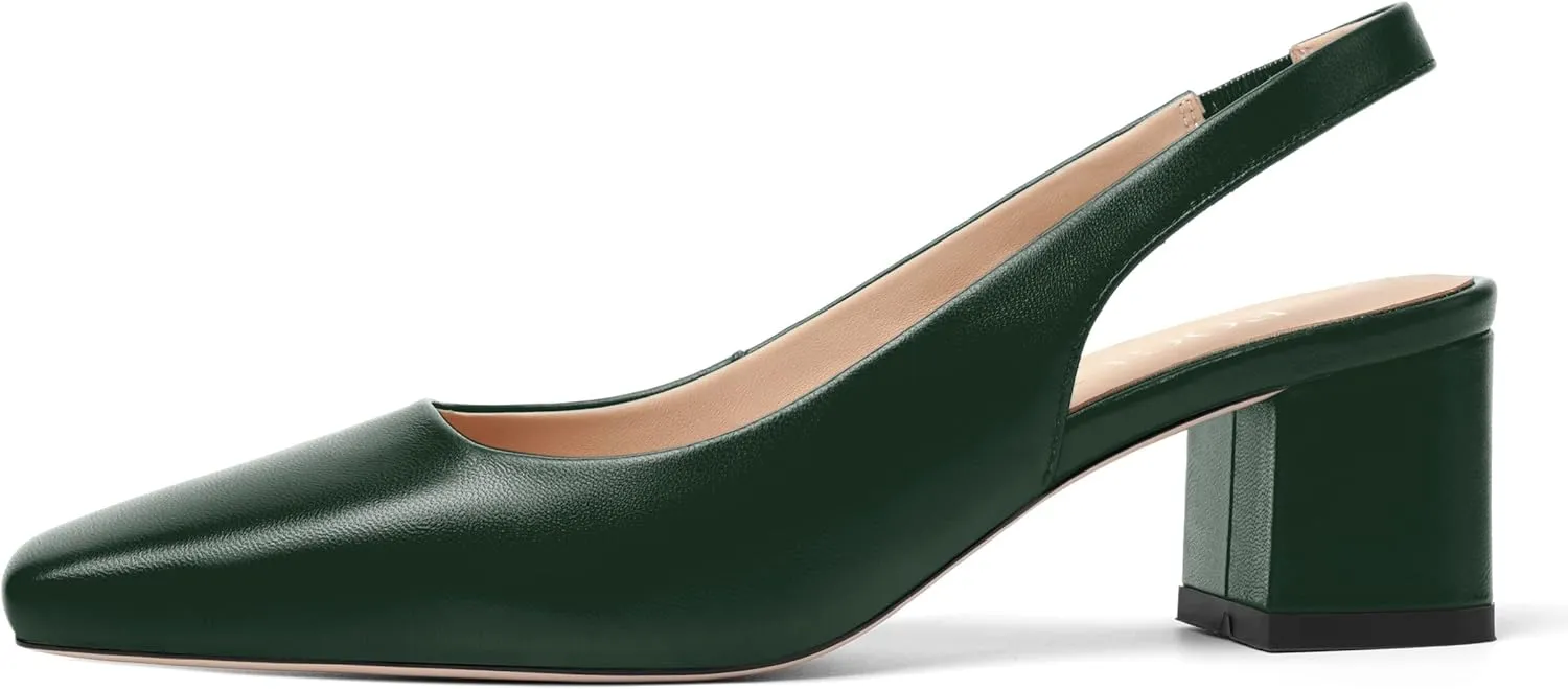 FOGEENA Womens Matte Square Toe Sexy Bridal Slip On Solid Chunky Leather Low Heel Pumps Shoes 2 Inch