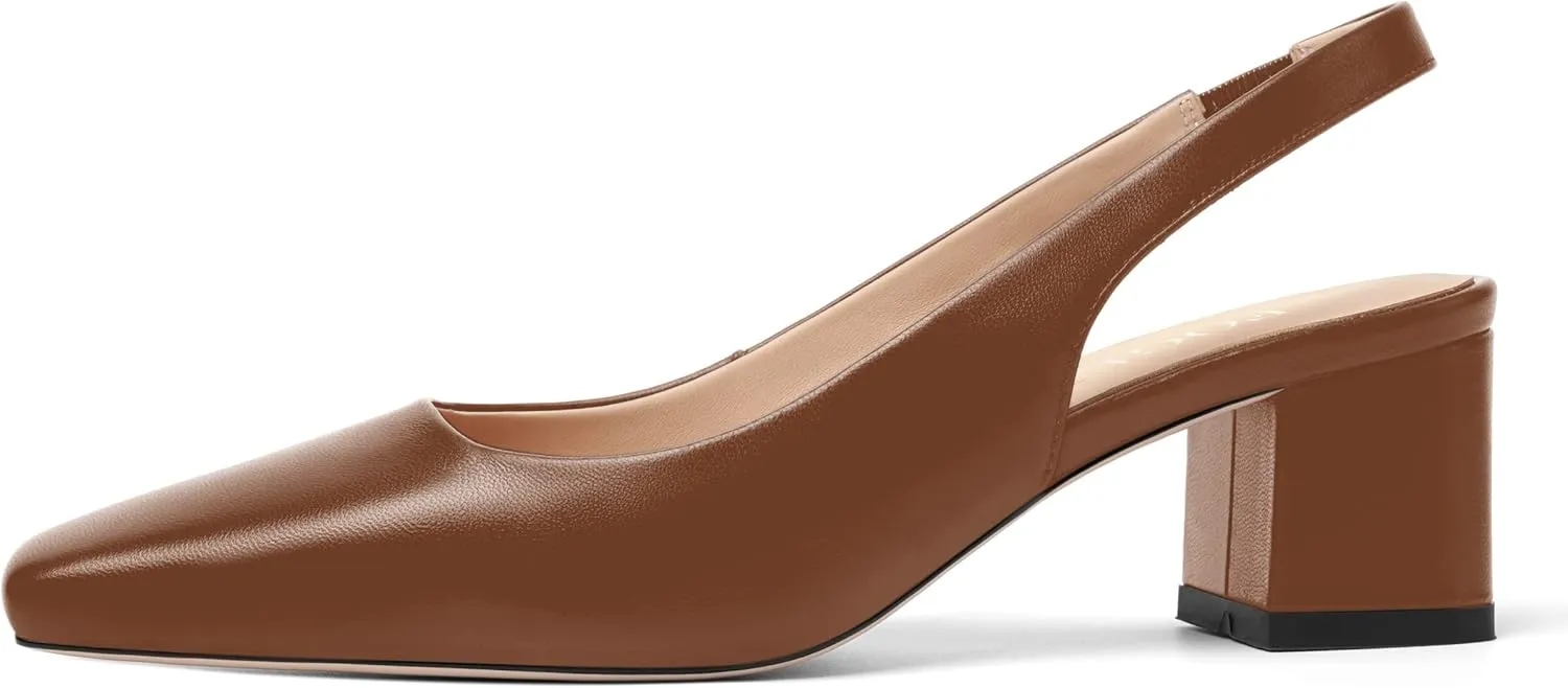 FOGEENA Womens Matte Square Toe Sexy Bridal Slip On Solid Chunky Leather Low Heel Pumps Shoes 2 Inch