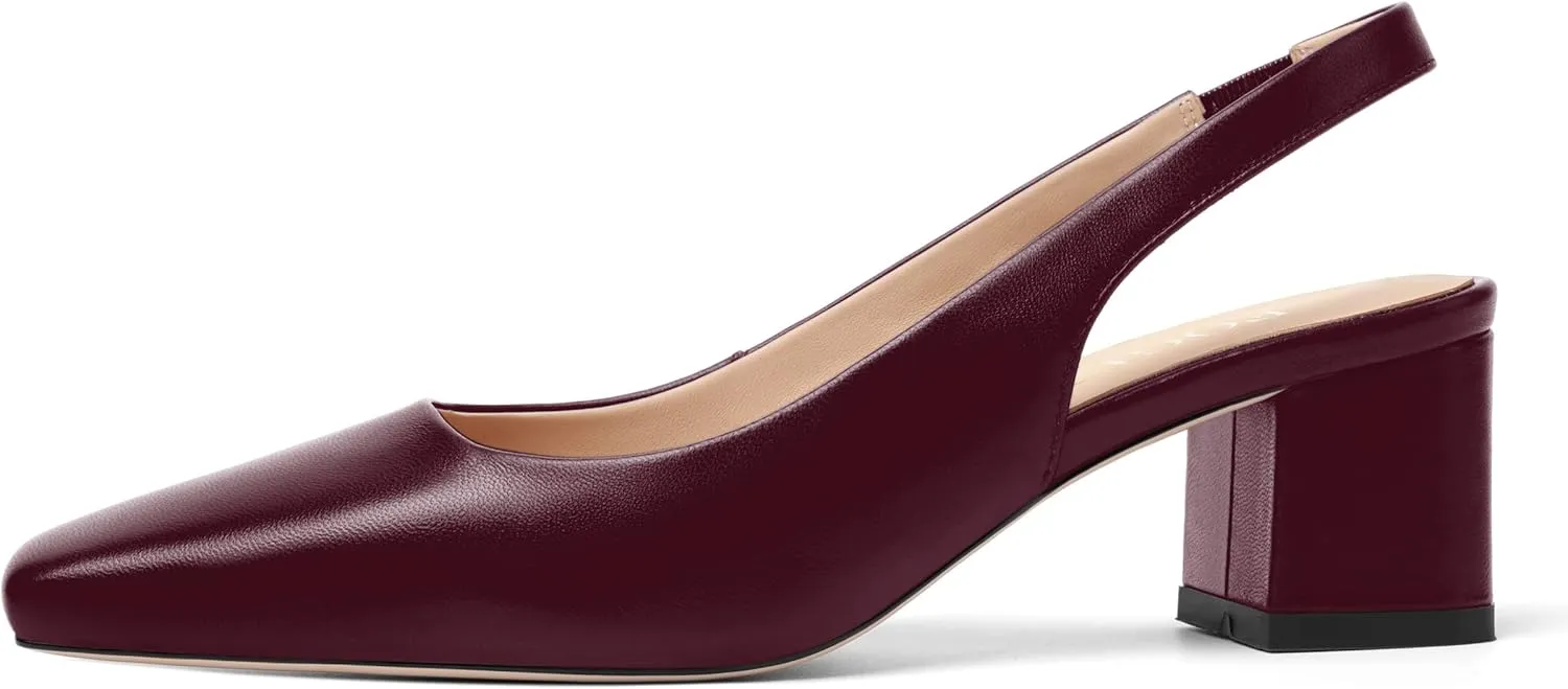 FOGEENA Womens Matte Square Toe Sexy Bridal Slip On Solid Chunky Leather Low Heel Pumps Shoes 2 Inch