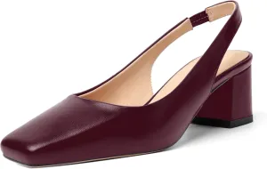 FOGEENA Womens Matte Square Toe Sexy Bridal Slip On Solid Chunky Leather Low Heel Pumps Shoes 2 Inch