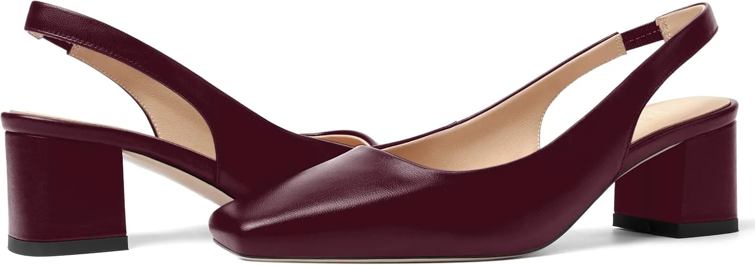 FOGEENA Womens Matte Square Toe Sexy Bridal Slip On Solid Chunky Leather Low Heel Pumps Shoes 2 Inch