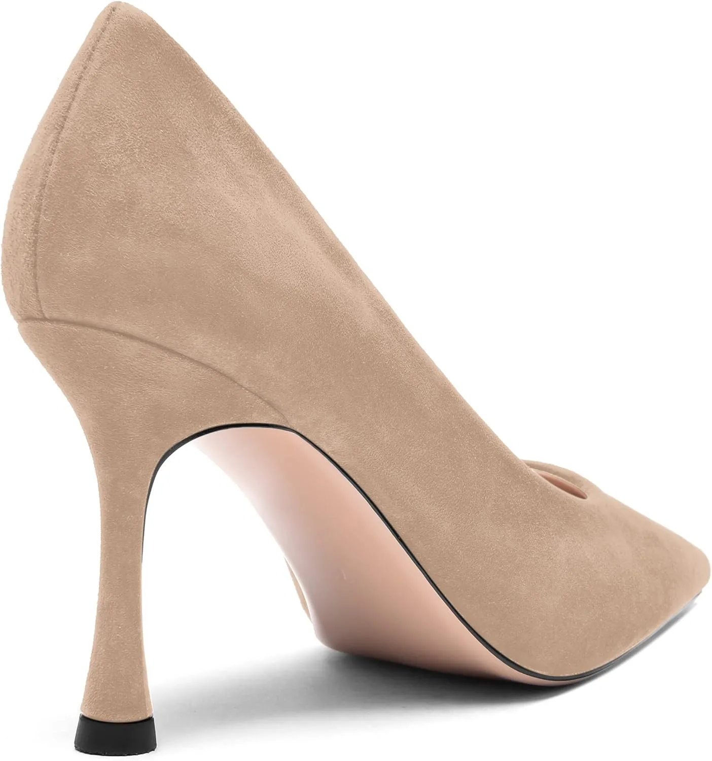 FOGEENA Womens Party Slip On Solid Pointed Toe Suede Fashion Stiletto High Heel Pumps Shoes 3.14 Inch