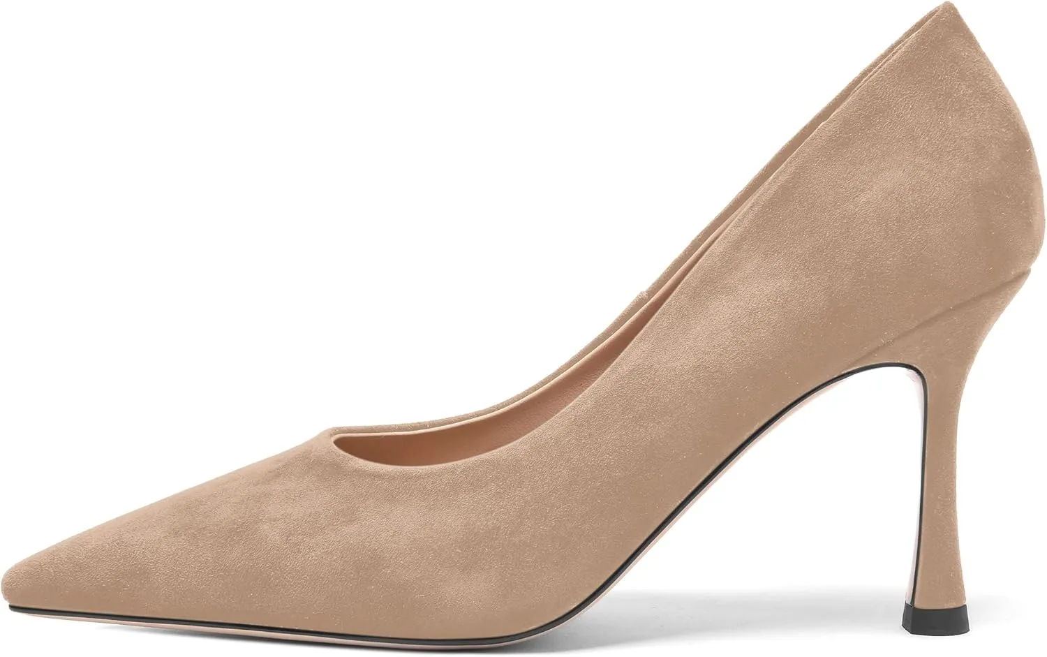 FOGEENA Womens Party Slip On Solid Pointed Toe Suede Fashion Stiletto High Heel Pumps Shoes 3.14 Inch