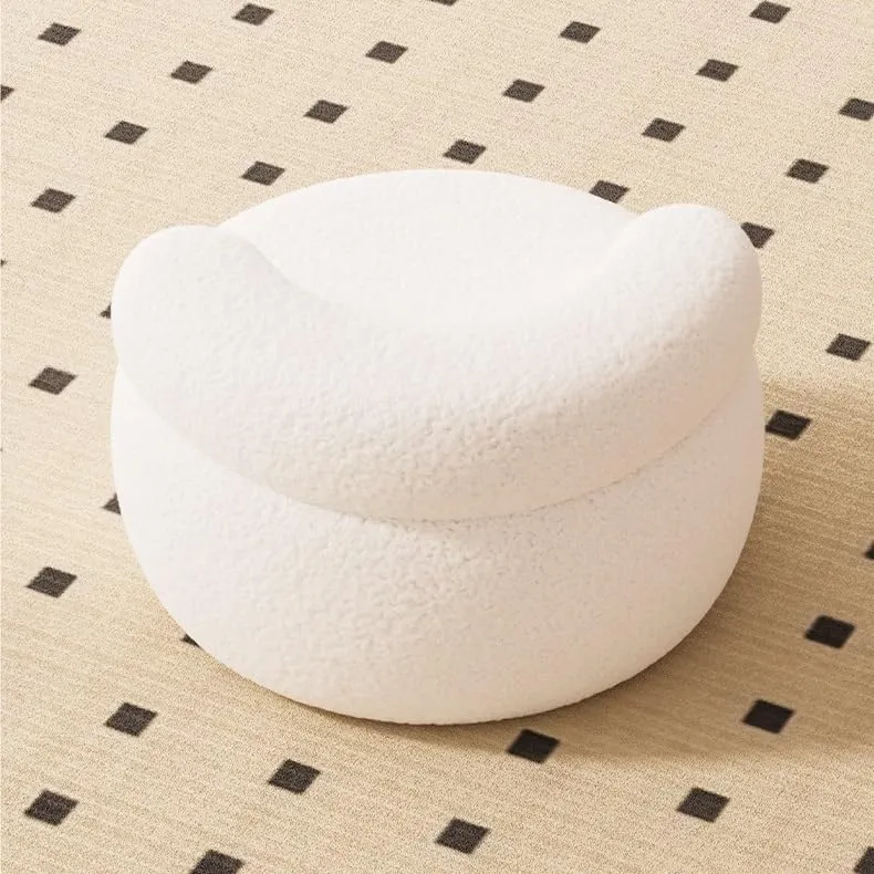 Foot Stool Sofa Stool Household Small Stool Backrest Chair Round Stool Lambskin Soft Bag Low Stool Small Stool Shoe Stool Ottoman(B)