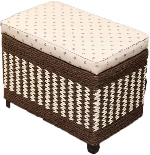 Footstool, Ottoman Footstool Storage Boxes Ottoman Adults Foot Stool Rest Weave Footstools Pouffes Multifunction Stools Chair for Living Room Bedroom(60 * 30 * 40cm Coffee)