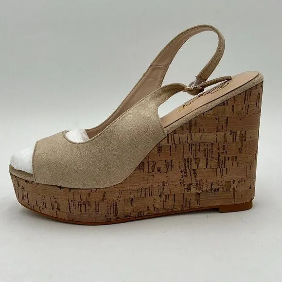 FOWT Apricot Peep Toe Slingback Platform Wedge High Heel Buckle Open Toe Sandals