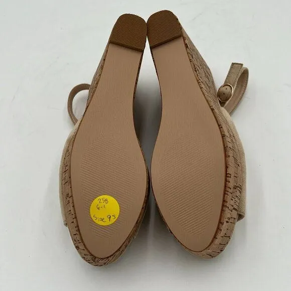 FOWT Apricot Peep Toe Slingback Platform Wedge High Heel Buckle Open Toe Sandals