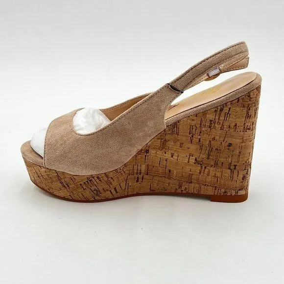 FOWT Apricot Peep Toe Slingback Platform Wedge Sandals High Heel Buckle Shoes