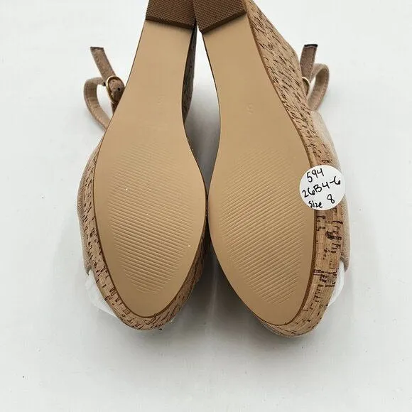 FOWT Apricot Peep Toe Slingback Platform Wedge Sandals High Heel Buckle Shoes