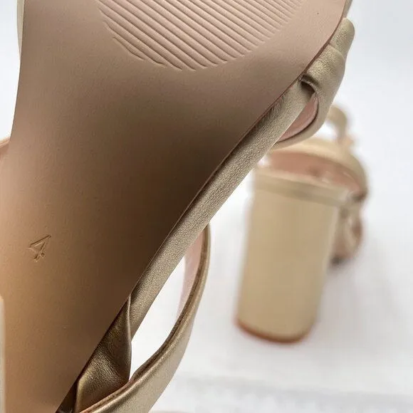 FOWT Gold Sexy Open Square Toe Ankle Strap Chunky High Heel Cross Strappy Sandal