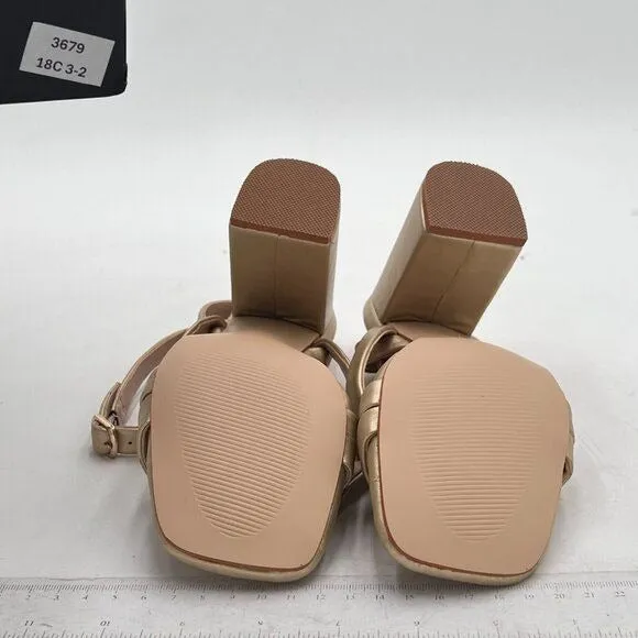 FOWT Gold Sexy Open Square Toe Ankle Strap Chunky High Heel Cross Strappy Sandal