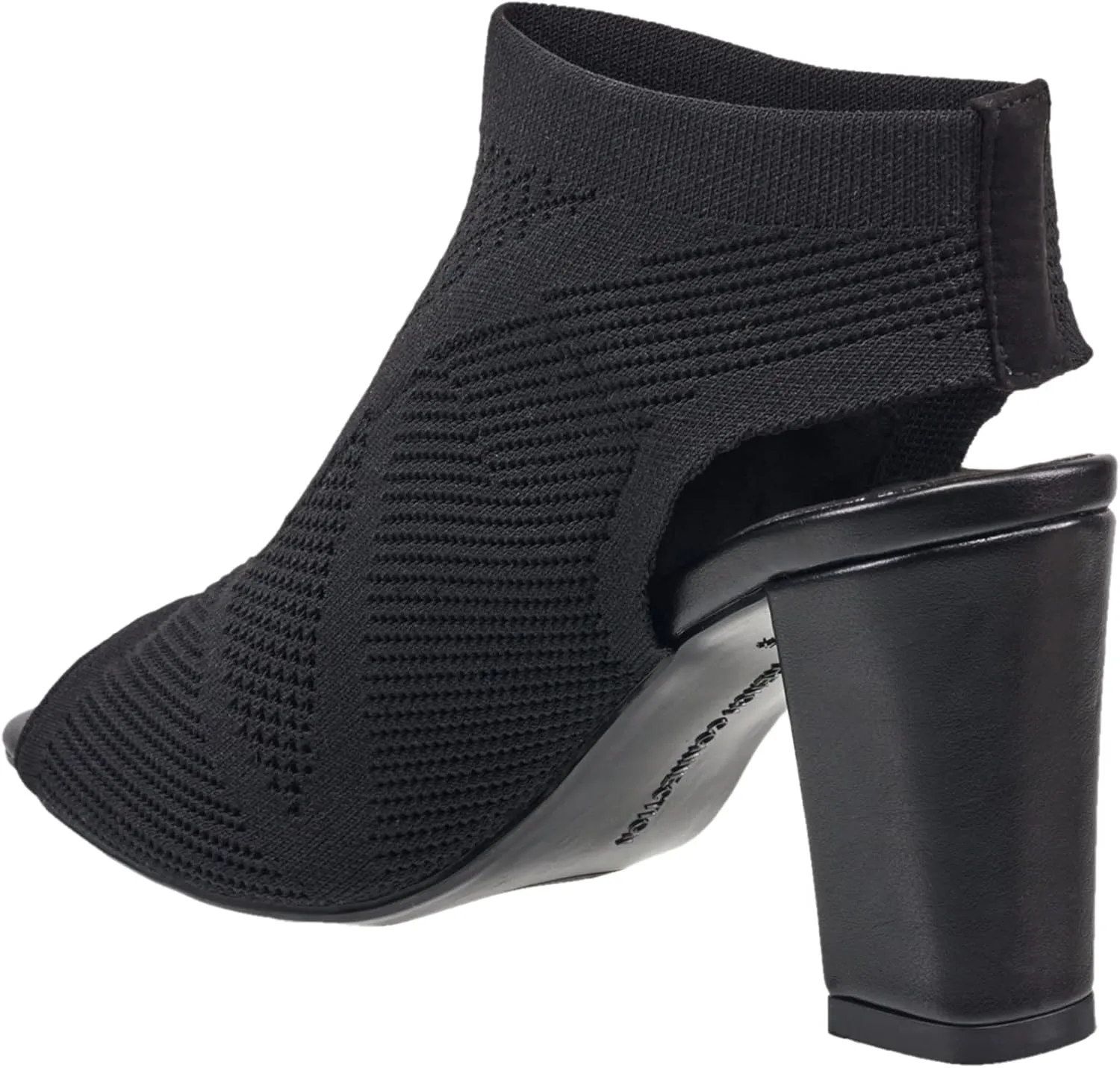 French Connection Women's Velancy Open Toe Booties Comfortable Work Fall Winter Fashion Shoes Slip On Heeled Ankle Boots for Women with Soft Knit Uppper