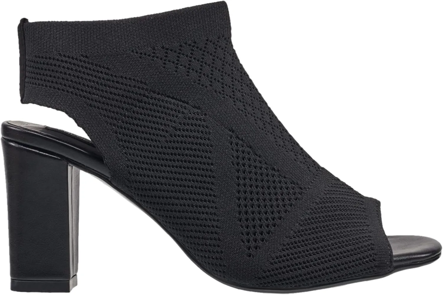 French Connection Women's Velancy Open Toe Booties Comfortable Work Fall Winter Fashion Shoes Slip On Heeled Ankle Boots for Women with Soft Knit Uppper